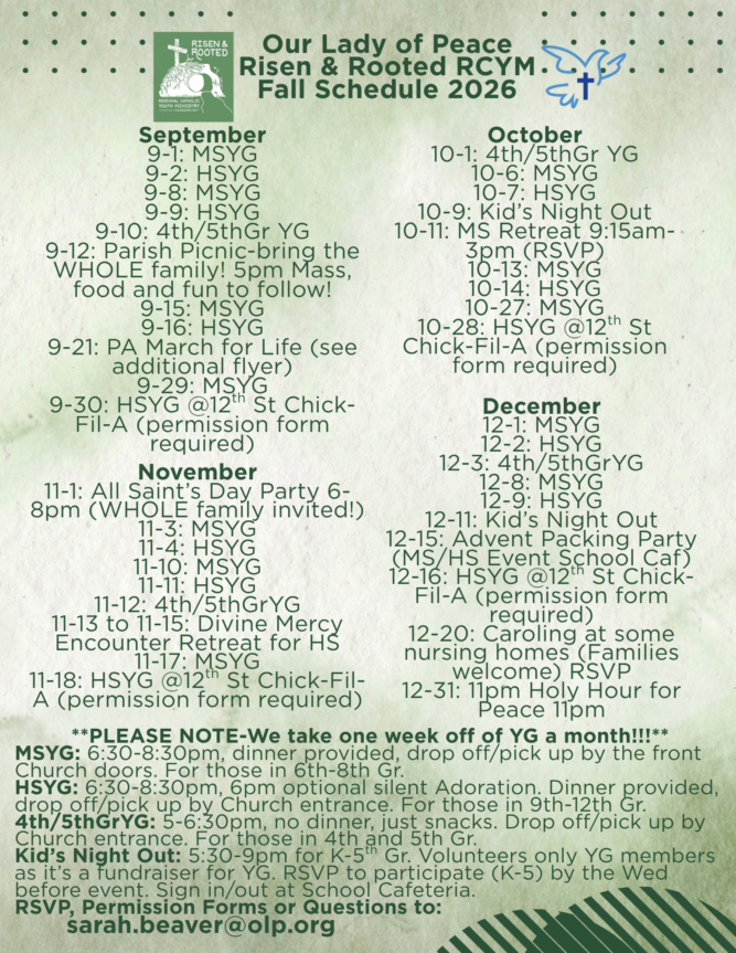 Fall Schedule 2026