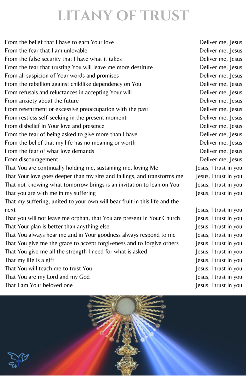 Divine Mercy Litany of Trust