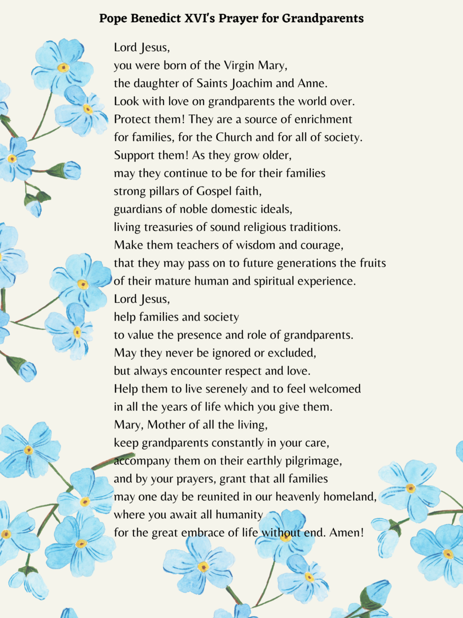 Pope Benedict Prayer for Grandparents