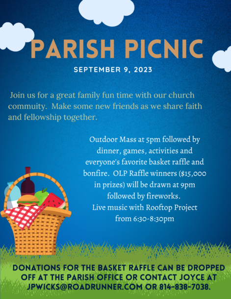 Parish Picnic Save the Date with Basket Raffle