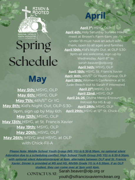 Spring Schedule April May 2026