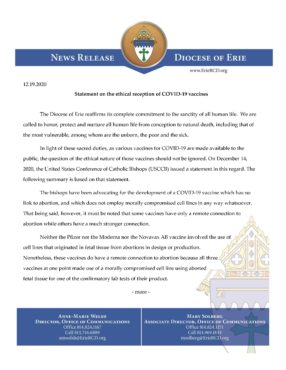 Bishop Persico Statement on the ethical reception of COVID 19 vaccines Page 1